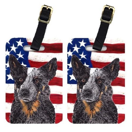 CAROLINES TREASURES Carolines Treasures SC9109BT Pair Of USA American Flag With Australian Cattle Dog Luggage Tags SC9109BT